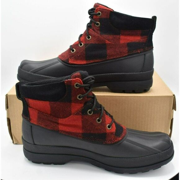 Sperry Men Sz 11.5 Top-Sider Cold Bay Chukka Buffalo Check Red Black Plaid Boots - Picture 4 of 10